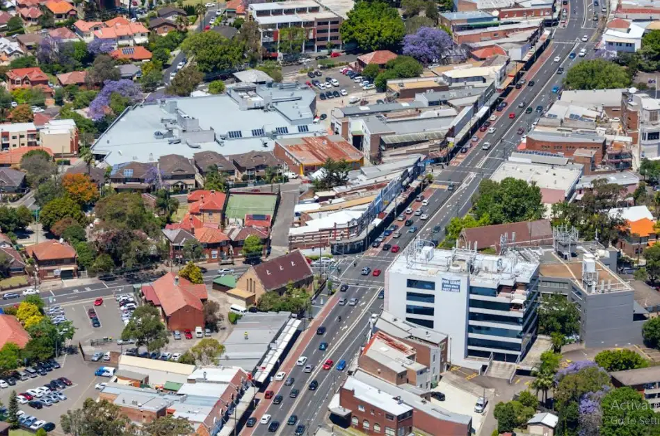 Aerial street view of Victoria Road, Gladesville